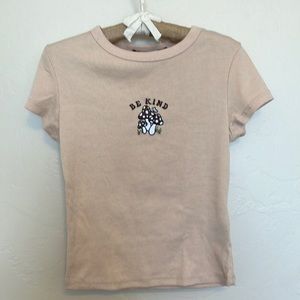 Faded Rose Beige Mushroom “Be Kind” Shirt; Size S.